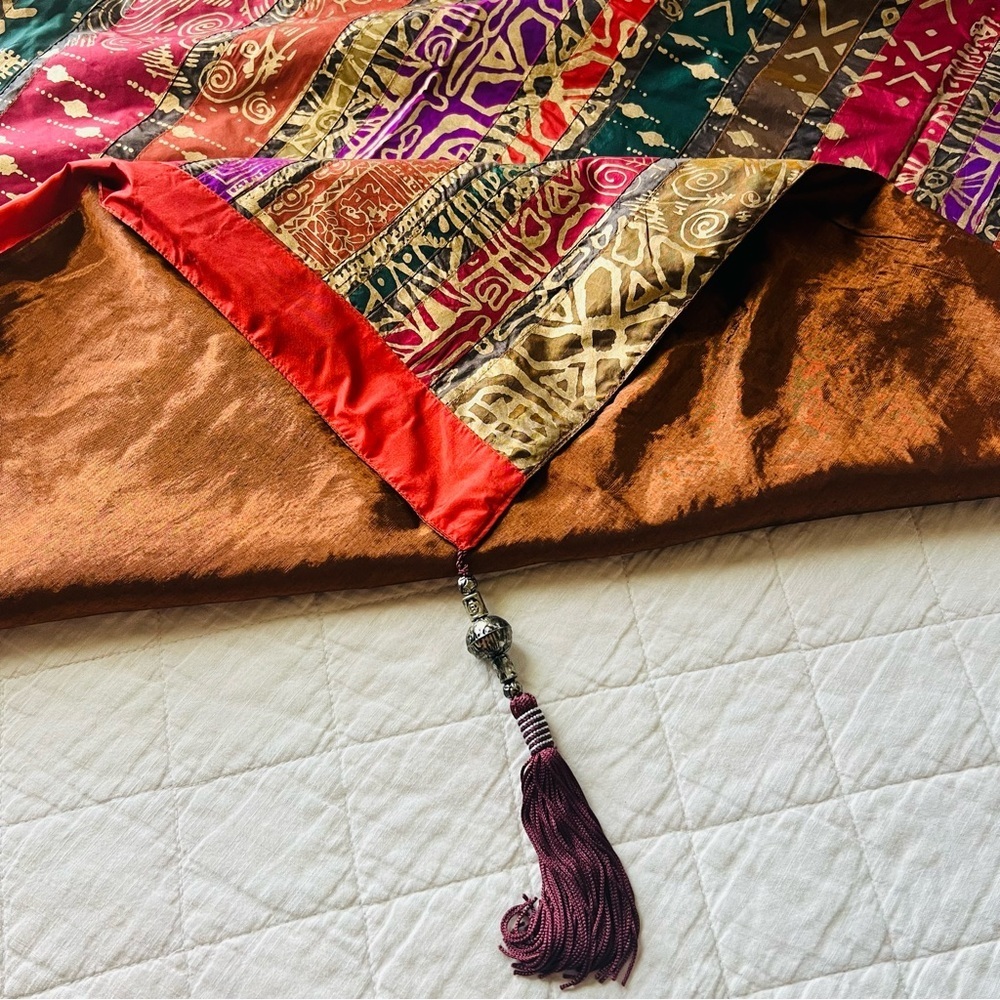 Bohemian Colorful Patterned Throw or Tablecloth with Tassels 40”x60” - Picture 6 of 10